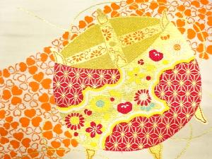 アンティーク　糸巻模様織り出し名古屋帯